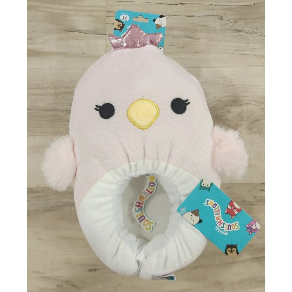 Squishmallows Pink Bird Plush Slippers Kids Shoe Size 4-5 NWT